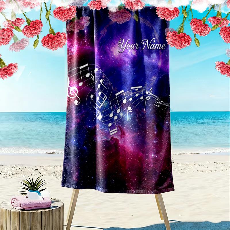 Name Custom Music Print Beach Towel, Large Soft Quick Dry Towel for Beach Camping Swimming