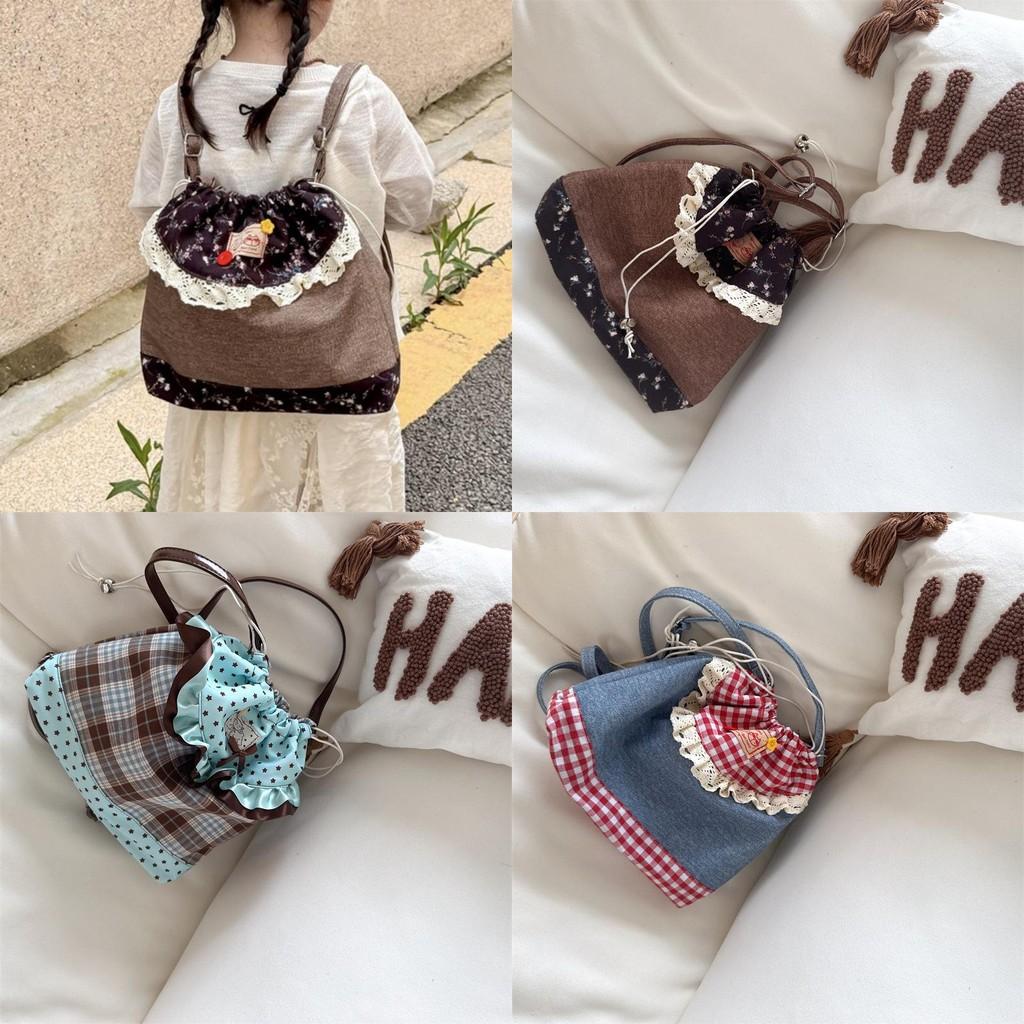 Nylon Lace Drawstring Backpack For Women With Sweet College Style Daily Use