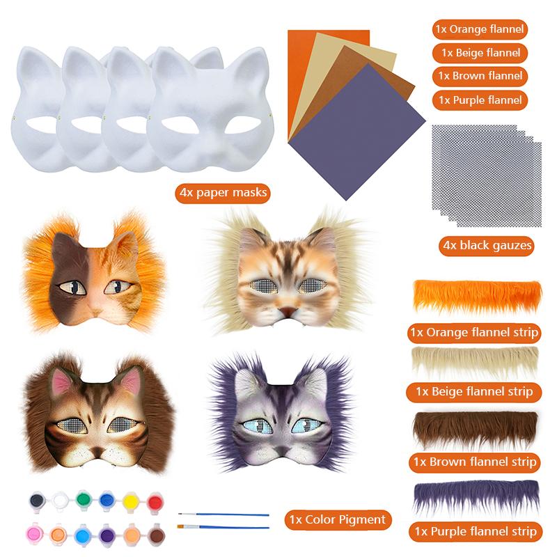 

17PC Therian Mask Sets DIY Christmas Gifts Graffiti Half Face Mask Party Blank Mask Handmade Multiple Options Available