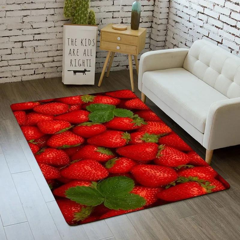 Strawberry Series Carpet for Living Room Decoration Home Sofa Coffee Table Area Rugs Non Slip Bedroom Hallway Floor Mat Washable