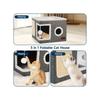 4-Season Multi-Level Cat House: Foldable Indoor Play Cube with 2-Layer Bed, Toy Tunnel, Scratching Board,