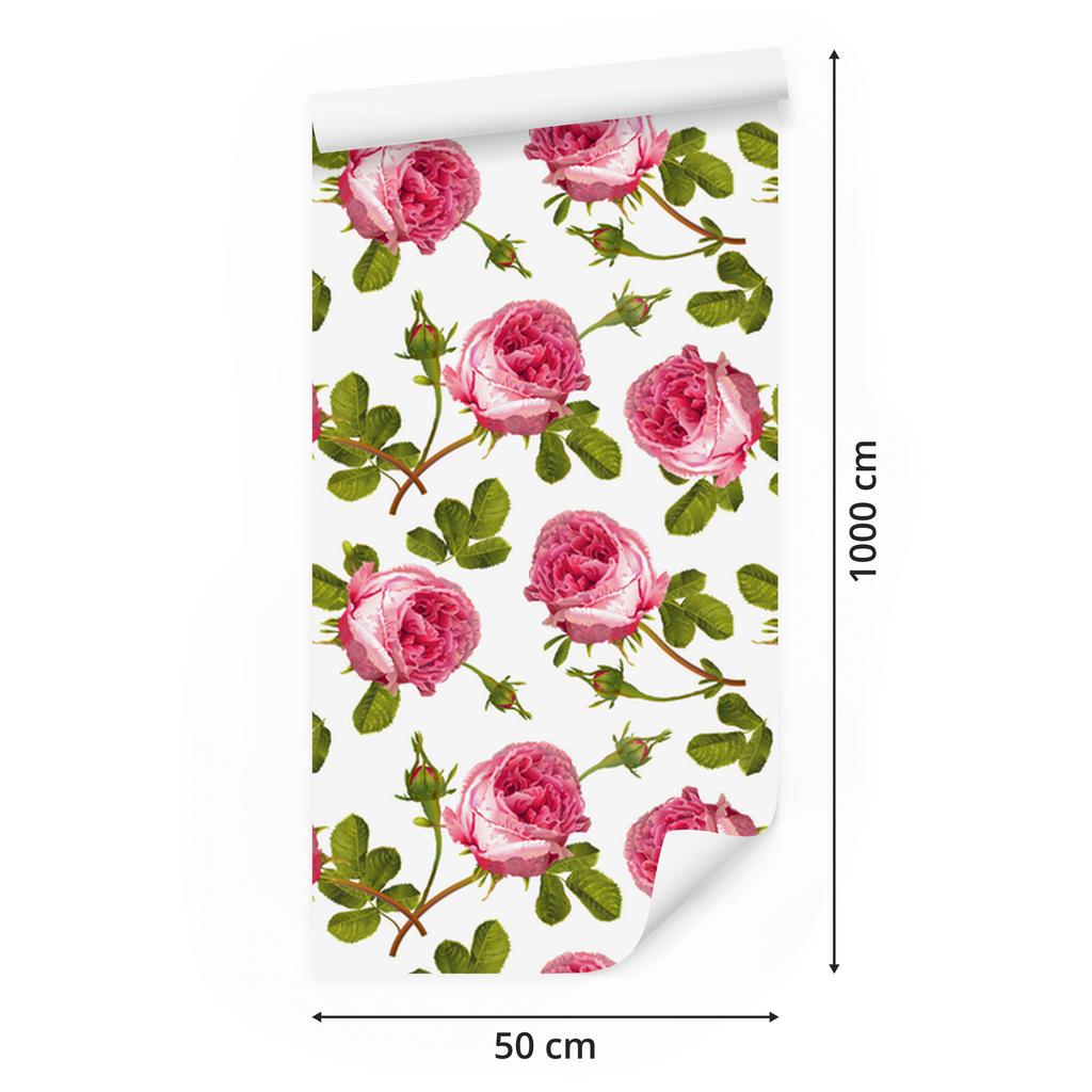 Roses with leaves wallpaper for living room and bedroom 50x1000