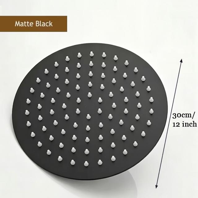 Stainless Steel High Pressure Waterfall Shower Head 8" 12" Black Silver Golden Large Flow Pressure Boosting Bathroom Showerhead