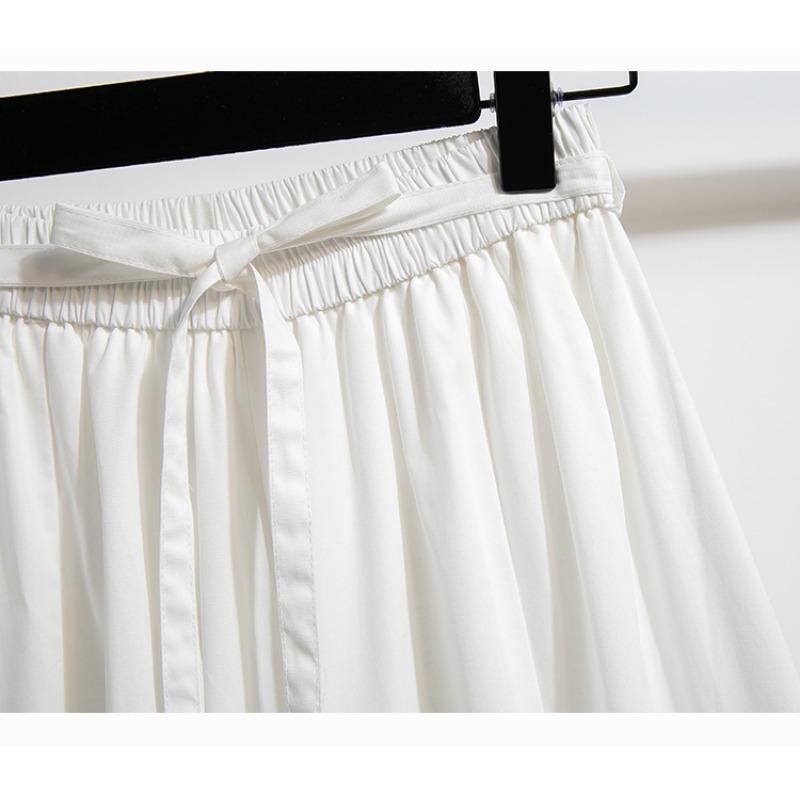DIMANAF 2025 Summer Plus Size Pants Short High Waist New Big Wide-leg pants Women Fashion Loose White Vintage Pants