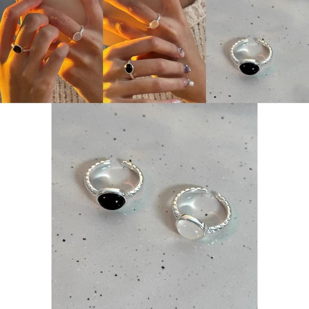 Fashionable Adjustable Copper Geometric Ring For Women In Striking Black And White Colors