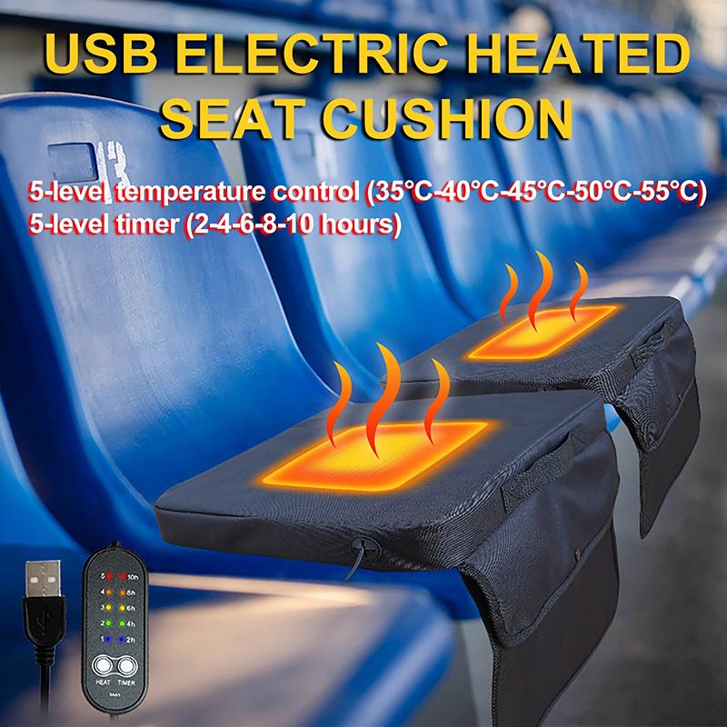 Electric Heated Seat Cushion USB Port Five Adjustable Temperature Settings Portability Winter Household, Outdoor Heated Seat Pad