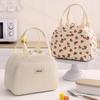 Portable Insulated Lunch Bag with Corduroy Material and Lovely Floral Printing Suitable for Kids Child School Snacks