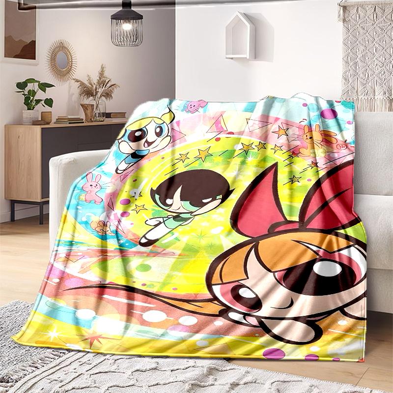 1PC The Powerpuff Girls Printed Blanket, All Season Lightweight Home Office Outdoor Nap Multifunctional Blanket A12