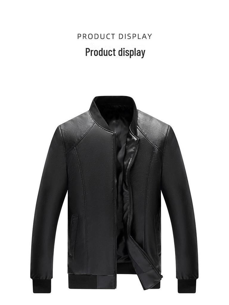 Men's Spring & Autumn PU Leather Baseball Collar Jacket - Fashionable, Casual, Versatile