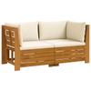 Outdoor Sofa Set with Cushions 2 Pieces Brown Solid Acacia Wood