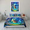 Fantasy Blue Puppy With Glowing Bubbles Duvet Cover Set With 3D Printing Design Soft Polyester Bedding Set All-Season Comfort