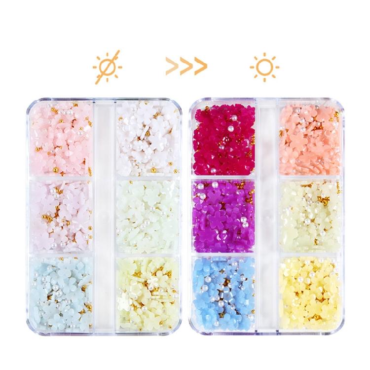 3D Flower Nail Charms, 6 Grids Acrylic Flower DIY Jewelry Craft Decorations