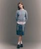 Seteo (W) Contrast Stitch Semi-Crop Knit Ice Blue