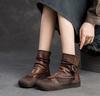 3.5CM Women Cool Boots 2025 Summer Genuine Leather Mesh Breathable Flat Ankle Boots For Women Casual Roman Shoes Retro