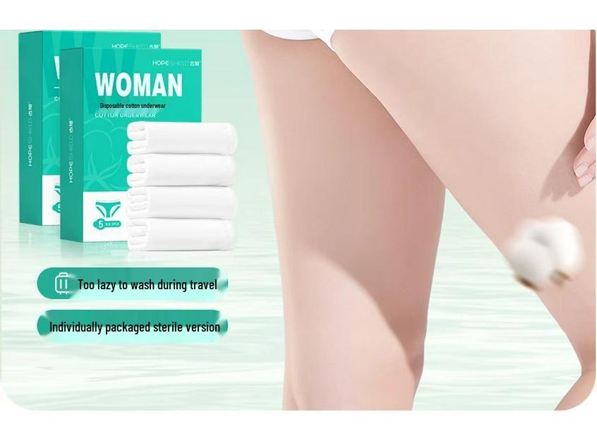 Women's & Men's Disposable Cotton Underwear - High-Waisted, Sterile, Wash-Free for Travel & Postpartum Use
