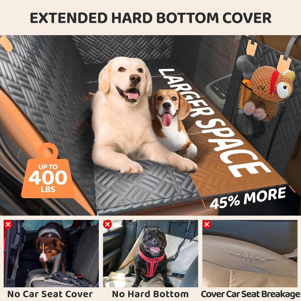 Pet Car Seat Mat with Load-Bearing Extension - Rear Seat Protector for Dogs