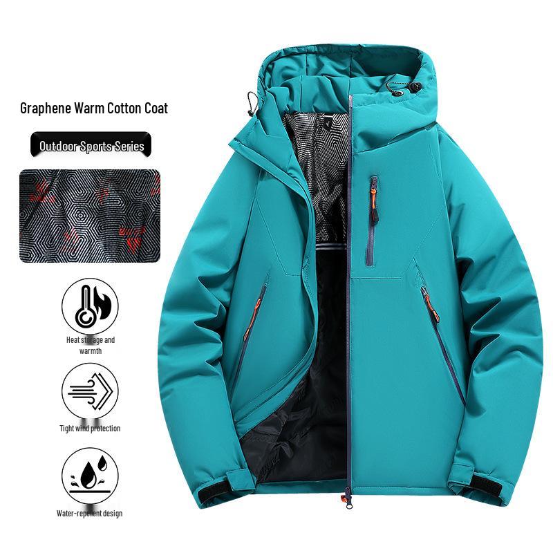 2025 Graphene-Infused Warm Cotton Jacket - Casual, Loose, Windproof, Outdoor Skiing Apparel for Couples