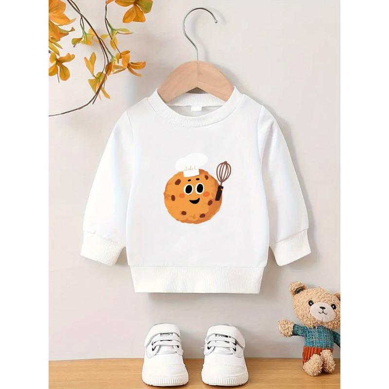 European Sizes Kids' Cute Long Sleeve Sweatshirt, Spring & Autumn Outfits, Hoodie, Simple Round Neckline, Easy Care Fabric
