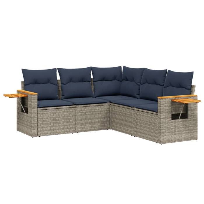 VidaXL Garden Lounge Set with Cushions 5 Pcs, Patio Sofas, Furniture Set, Outdoor Terrace Furniture, Grey 3226803