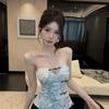 Spice Girl slim-fit tube top floral disc buckle unique retro fashion new Chinese design outer wear vest waist