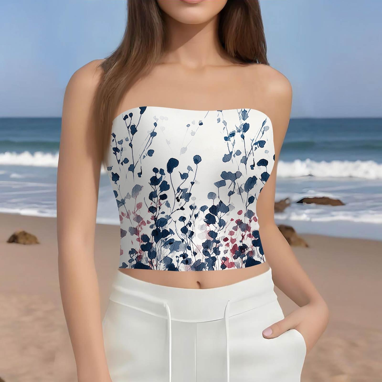 

Укороченные топы для женщин, сексуальные летние майки-трубы без рукавов с принтом, майка-рубашка, жилет S тёмно-синий