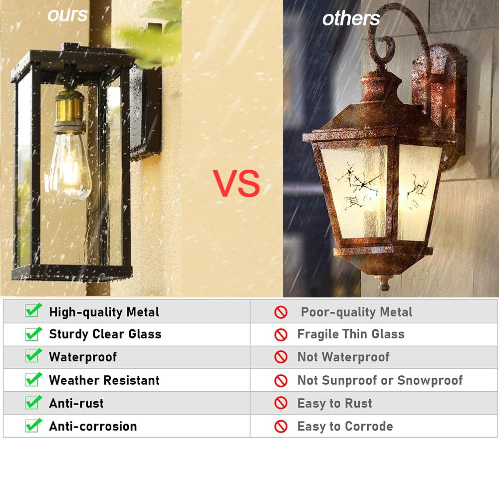 Waterproof Rectangular Outdoor Wall Lighting Aluminum Front Door Porch Sconces Exterior Lantern Wall Mounted Light Fixtures