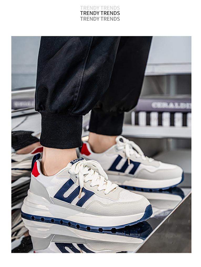 Men's 2025 Summer Breathable Casual Running Shoes - Thick Sole, Wear-Resistant, Versatile for Students and Dads.