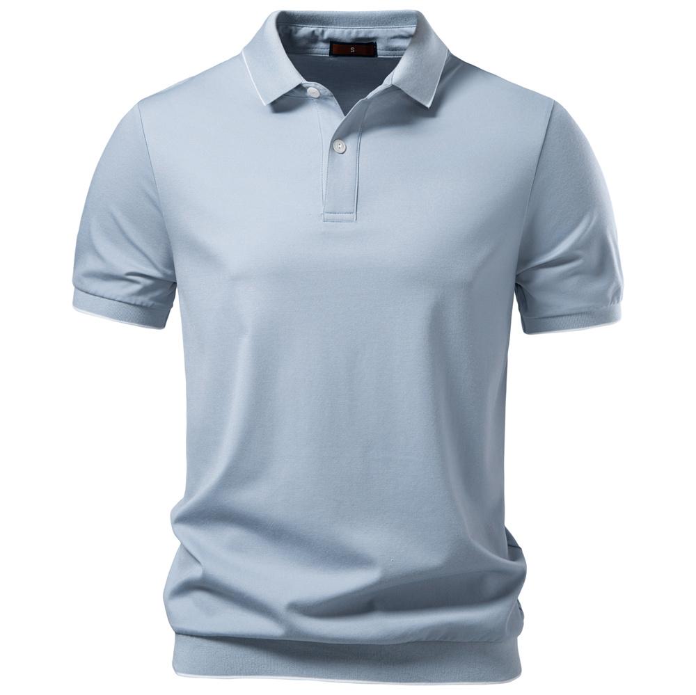 AIOPESON Men's Tencel Rayon Blend Polo Shirt Breathable Stretch Business Casual Button Up Summer Golf Top Solid Color