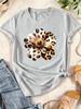 Watercolor Leopard Print Flower Women T-shirt Fashion Graphic Clothing Funny Harajuku T-shirt Female Clothes Tops