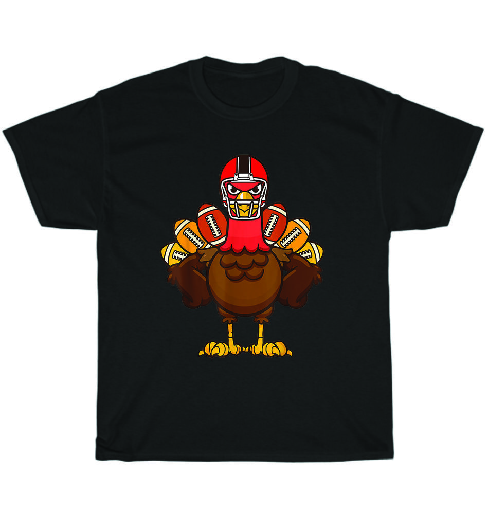Cool Thanksgiving Football Gobble Player Turkey Day T-Shirt Unisex Tee Gift NEW