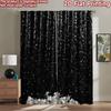 1pc 2D Flat Photography Backdrop Background Cloth Black Sparkle and Flowers 100% Polyester Birthday Party for Indoor