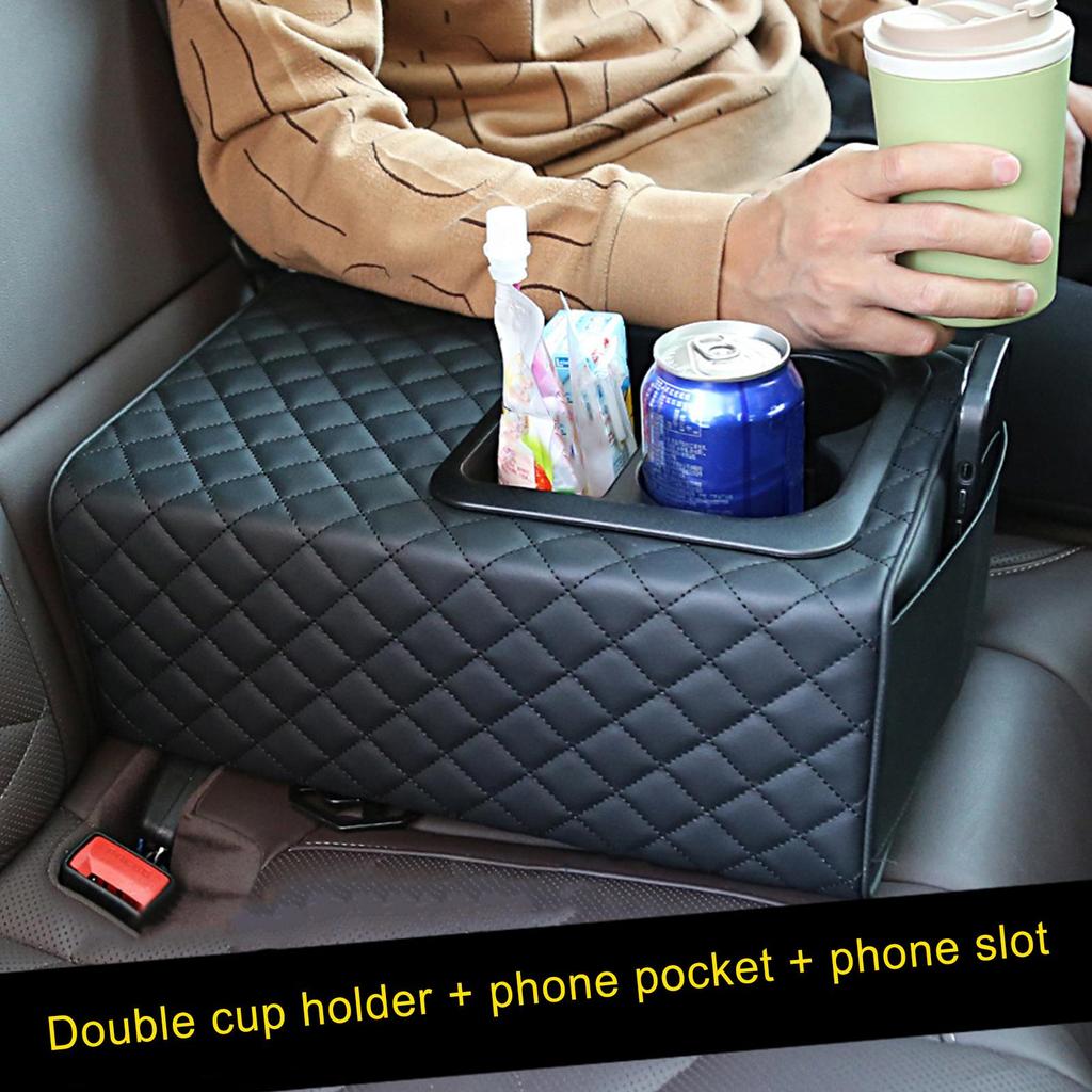 Car Rear Seat Armrest Box Automotive Interior Storage Organizer With Cup Holder Car Rear Seat Armrest 2 Row Console Box For SUV