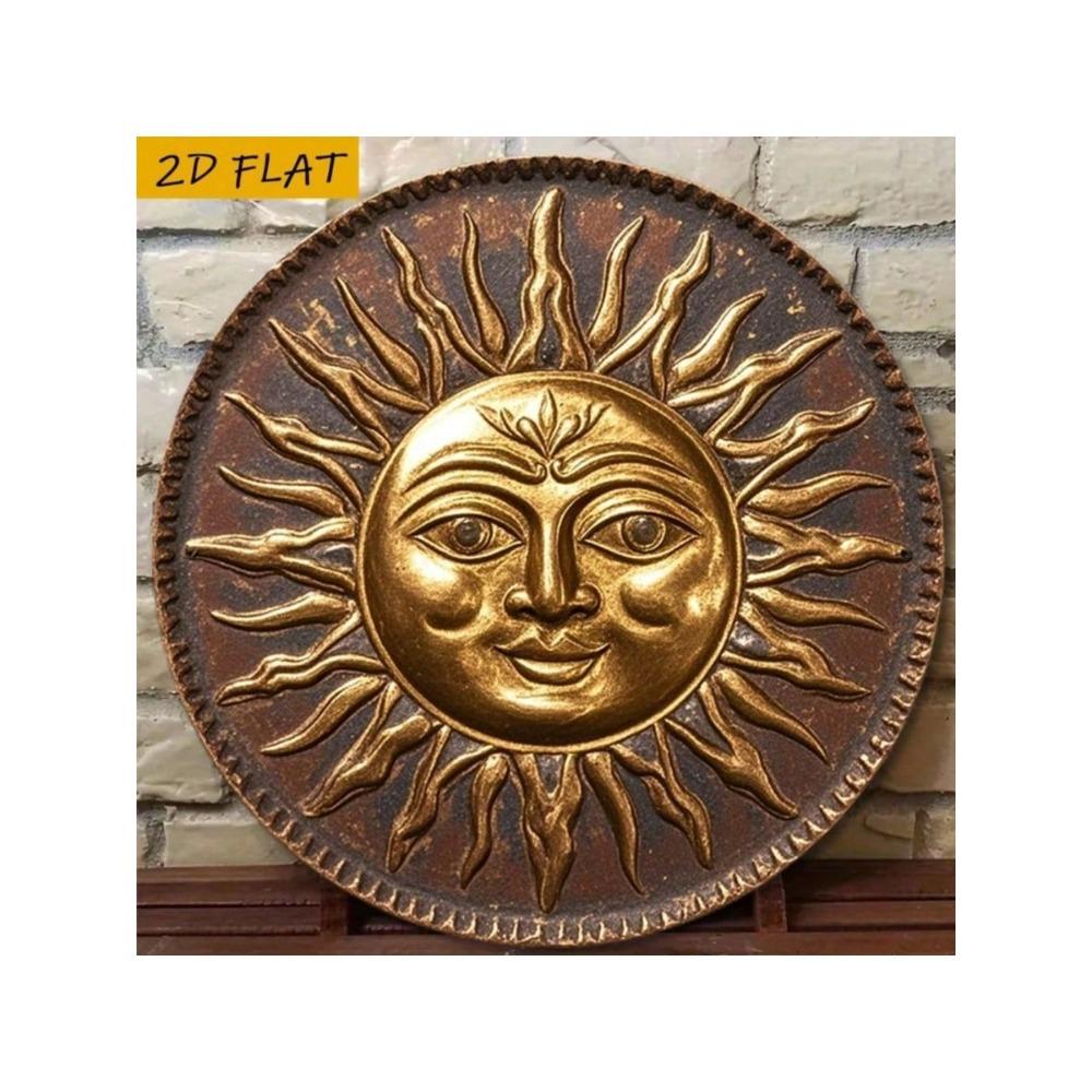 Ornement Solaire Grec Vintage Décoration Murale en Métal pour Bar Café Maison