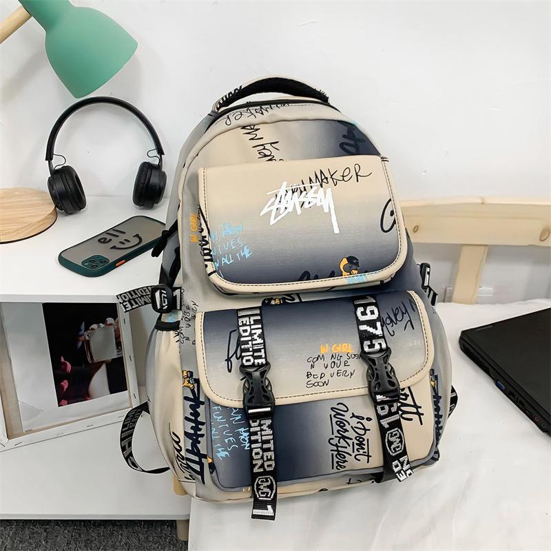 Spot Graffiti Streetwear Lightweight Backpack for Students & Casual Use