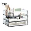 Stationery Storage Tray Clear Acrylic File Organizer Tray, 1/2/3/4/5 Tier Paper Ducument Document Holder Box, Stackable Office Supplies Desk Rack Box