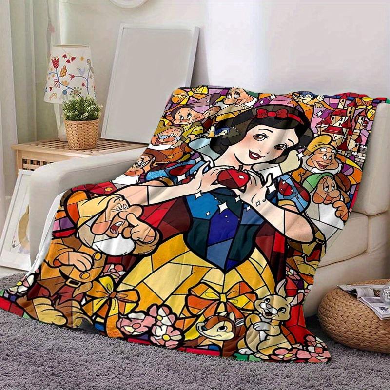 1pc,Stained Glass Snow White and the Seven Dwarfs Home Decorative Throw Blanket for Couch, Bed, Travel