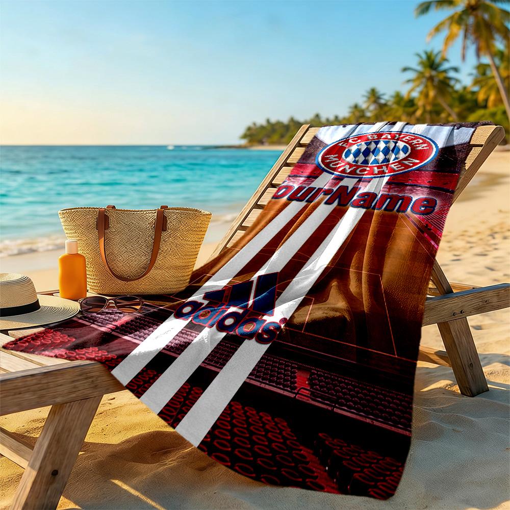 Bayern Munich Customize Text Beach Towel Quick-Dry Soft Microfiber Ideal for Travel Outdoor Swim Pool Yoga Surf Camping Hiking Gym Gift Holiday