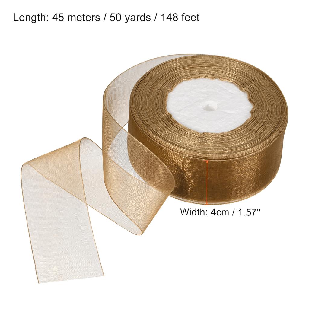 Sheer Organza Ribbon Chiffon Decoration Fabric for Gift Wrapping Crafts Wedding Bouquet 1-37/64 Inch 50 Yard 1 Roll