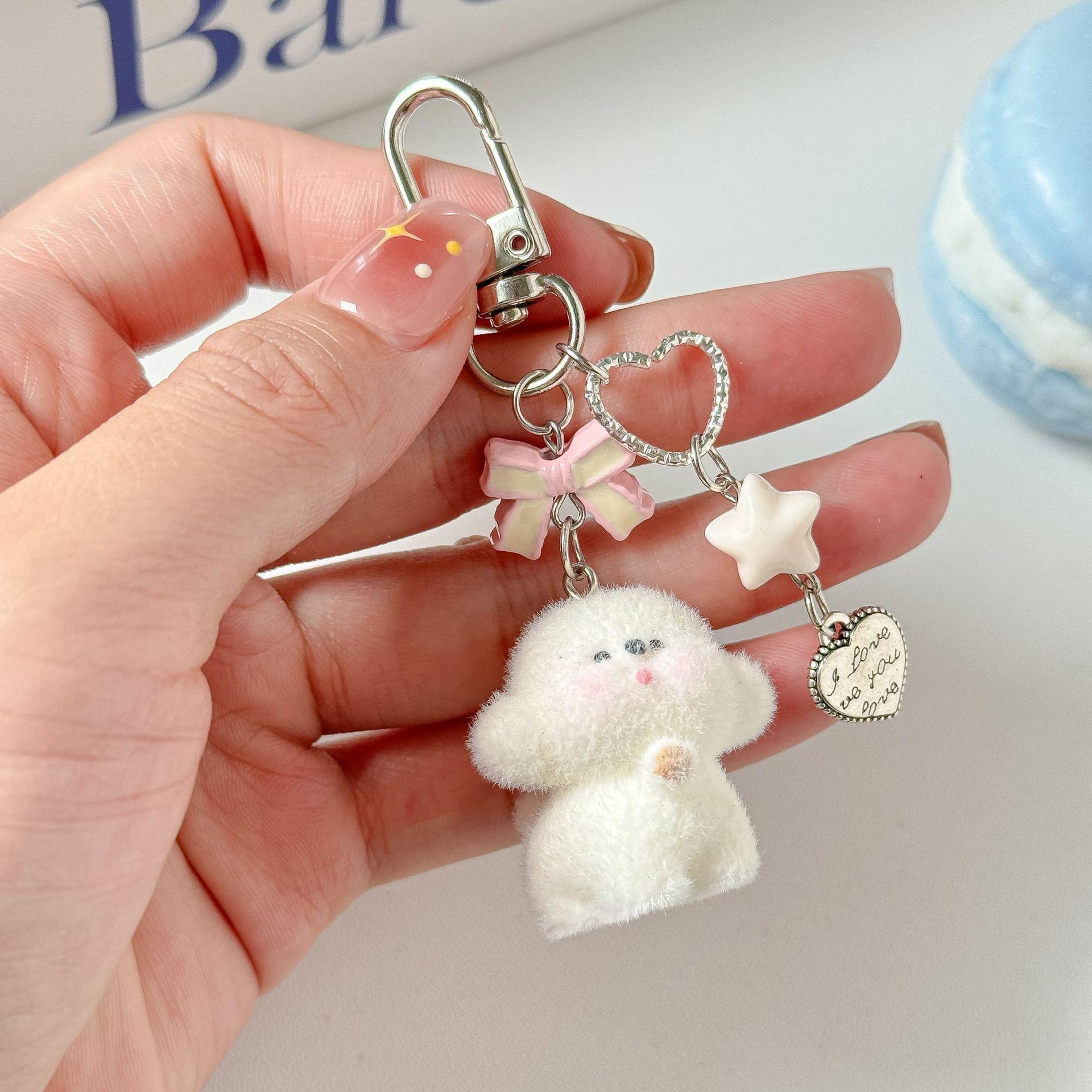 

New Lovely Cartoon Puppy Keychain Creative Dog Lady Backpack Ornaments Fuuny Phone Chain Girl Friend Gifts Versatile Bag Lanyard door buckle