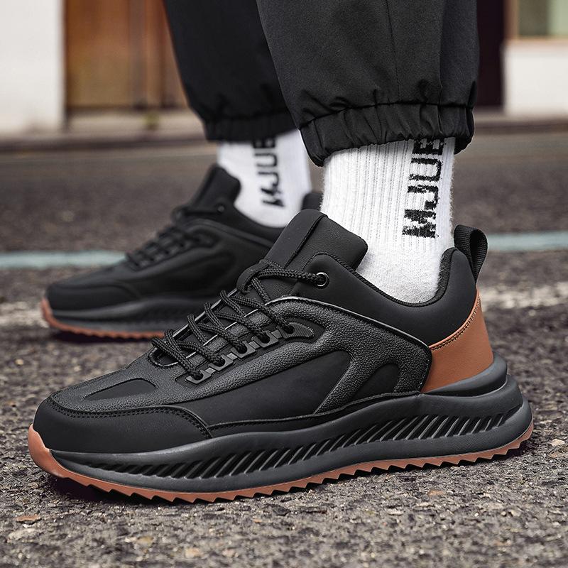 2024 autumn and winter new microfiber leather sports casual shoes men's shoes casual board shoes dad shoes fashion trendy shoes