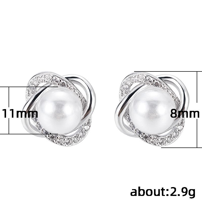 BELLA BOX Women Wedding Stud Earrings Imitation Pearl Design With Crystal Cubic Zirconia Elegant Female Earrings Trendy Jewelry