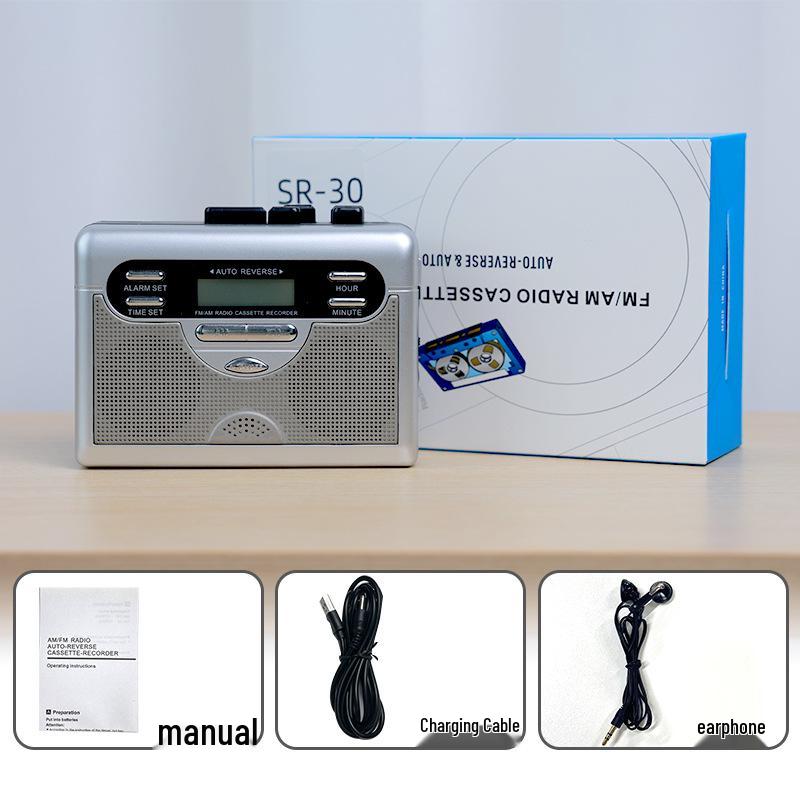 Portable Walkman Cassette Player with Built-in Speaker & Multi-band Radio for English Listening & Playback. Perfect for Students.