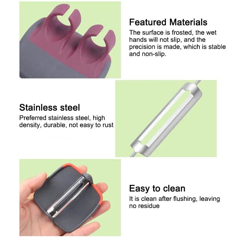 1Pcs Manual Finger Melon Shaver Non-slip Vegetable Fruit Peeler for Household Multipurpose Stainless Steel Kitchen Supplies