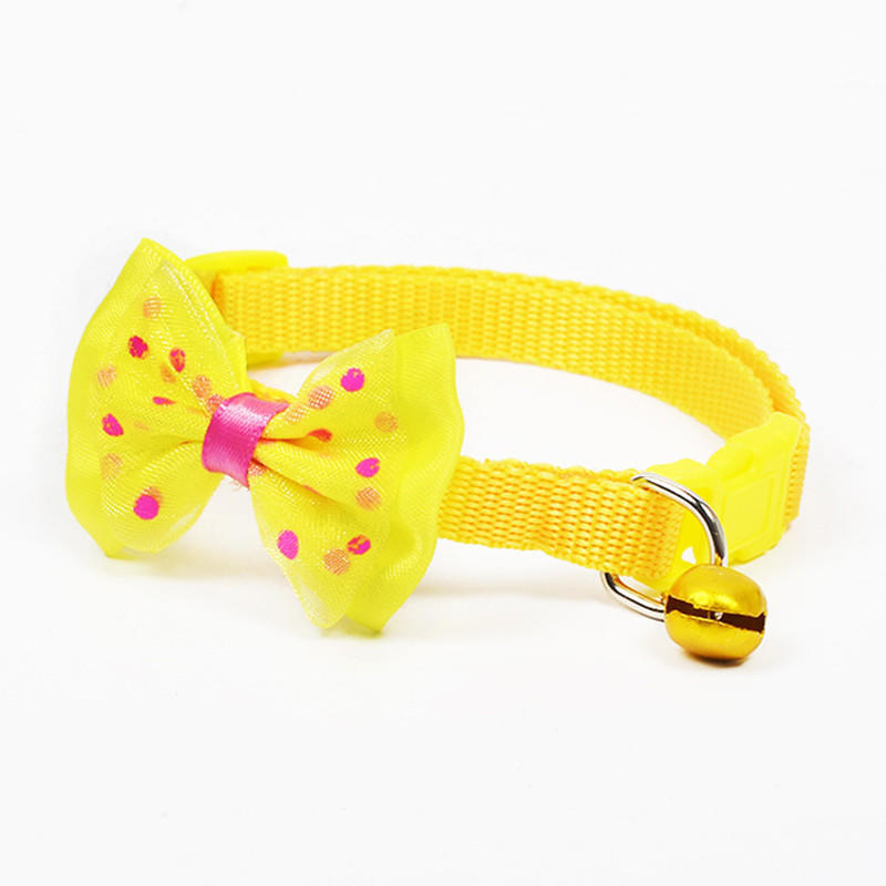 

Многофункциональные регулируемые ошейники с бантиком для домашних животных и ожерелье-галстук-бабочка с колокольчиками для маленьких собак и кошек жёлтый