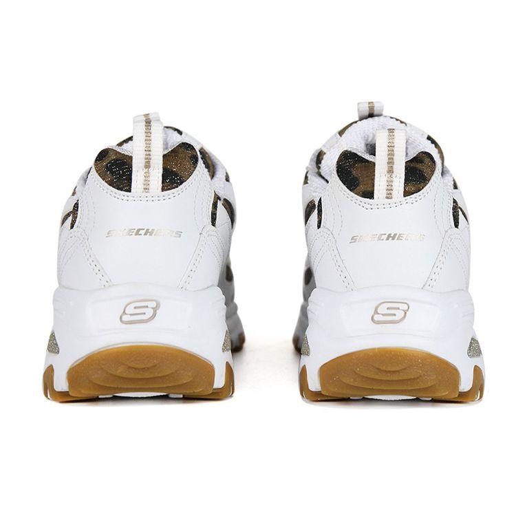 Skechers DLites Quick Leopard Ecopelle Mid-Top Dad Sneakers Sneakers da donna Bianco 13158-WHLD