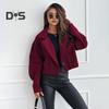 Damen Herbst Wintermantel Kurzer Typ Umlegekragen Einfarbig Lockerer Knopfverschluss Cardigan OL Pendlerjacke Lady Daily Outwear