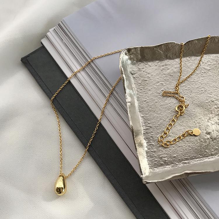 

Позолоченное серебро 925 пробы Колье-чокер в форме капли для женщин - Минималистичный, универсальный дизайн с гладкой отделкой 925 Silver