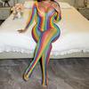 Colorful erotic underwear, colorful long-sleeved onesie, colorful sexy seduction net