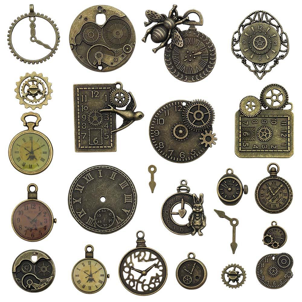 Retro Clock Steampunk Gear Clock Mechanical Pendant DIY Bracelet Necklace Accessory Keychains Accessories Handicrafts