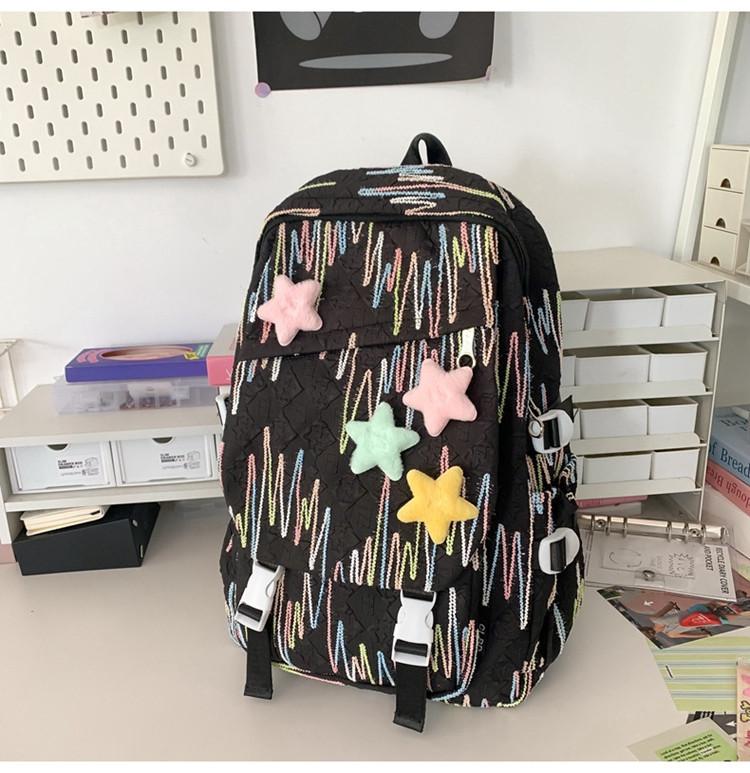 

Stylish Black Nylon Backpack For Middle School High School College Students With Comfortable Shoulder Straps